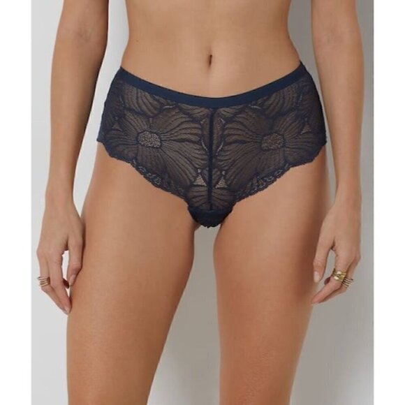 Etam Women's Flexi Lace Shorty Boyshort Panties, Navy Blue, Small - Picture 1 of 7